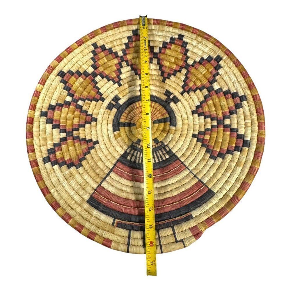 Vintage Museum Handwoven Hopi Coil Plaque Basket Corn Maiden Katsina Mana 1982 - Picture 6 of 8